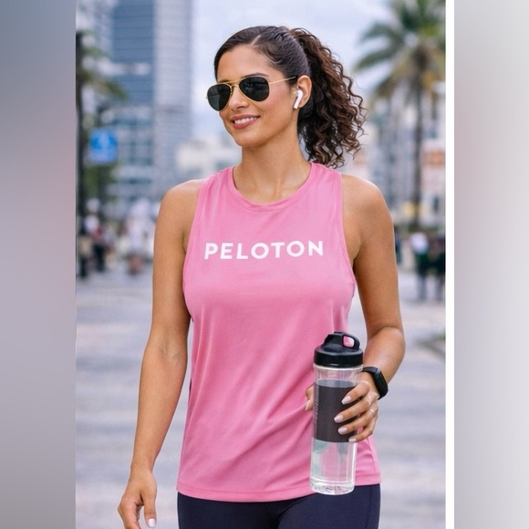 Peloton Pink Muscle Tee Relaxed Fit Crew Neck - Picture 3 of 5